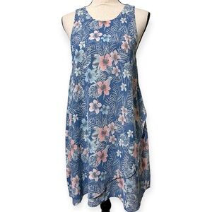 Charme U women’s size large pullover floral Sleeveless Dress v neck tie back nwt